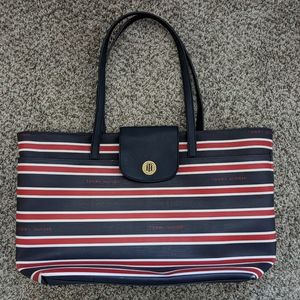 TOMMY HILFIGER NAVY BLUE RED WHITE SHOPPER TOTE BAG/ PURSE